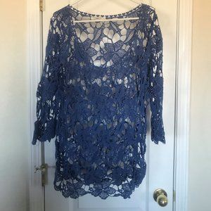 Embroidered pull over top